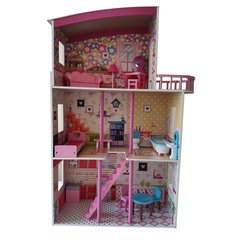 Ляльковий дерев'яний будиночок з меблями, 3 поверхи, 110*75*30 см, MD 2411