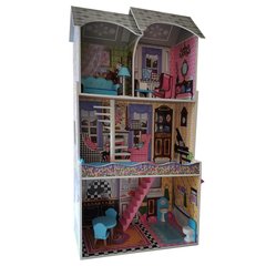 Ляльковий дерев'яний будиночок з меблями, 3 поверхи, 119*65*30,5 см, MD 2412