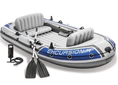 Чотиримісна човен надувний Intex "Excursion 4 Set", 68324, з насосом і веслами, 315х165х43см