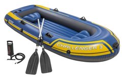 Тримісна човен надувний Intex "Challenger3 Set", 68370, весла + насос, 295*137*43 см, до 200кг