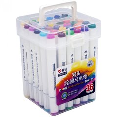 Набор двухсторонних скетч маркеров на водной основе "Aihao" AH-PM508-36, 36 штук в пластиковом пенале