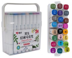 Набір двосторонніх скетч маркери на спиртовій основі "Aihao" AH-PM508-24, 24 штуки в пластиковому пеналі
