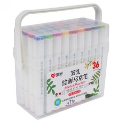 Набор двухсторонних скетч маркеров на спиртовій основе "Aihao" AH-PM508-36, 36 штук в пластиковом пенале