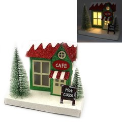 Новорічний декор будиночок LED 3D фігура "Кафе" 13,5х16,5х12 см, 746559